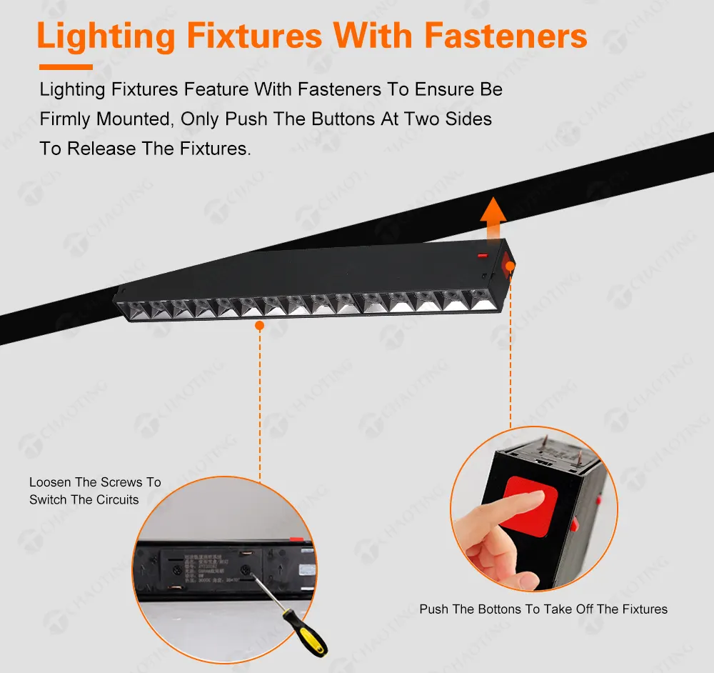 Smart Aluminum Magnetic Lighting Track Rail Black/White 1-3m