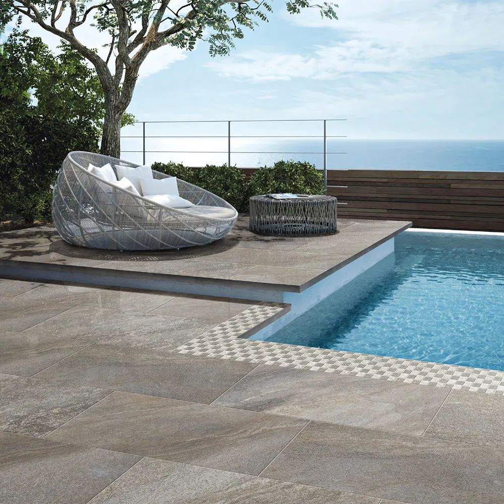 Non-Slip Stone-Look Porcelain Exterior Wall Tile 600x1200mm