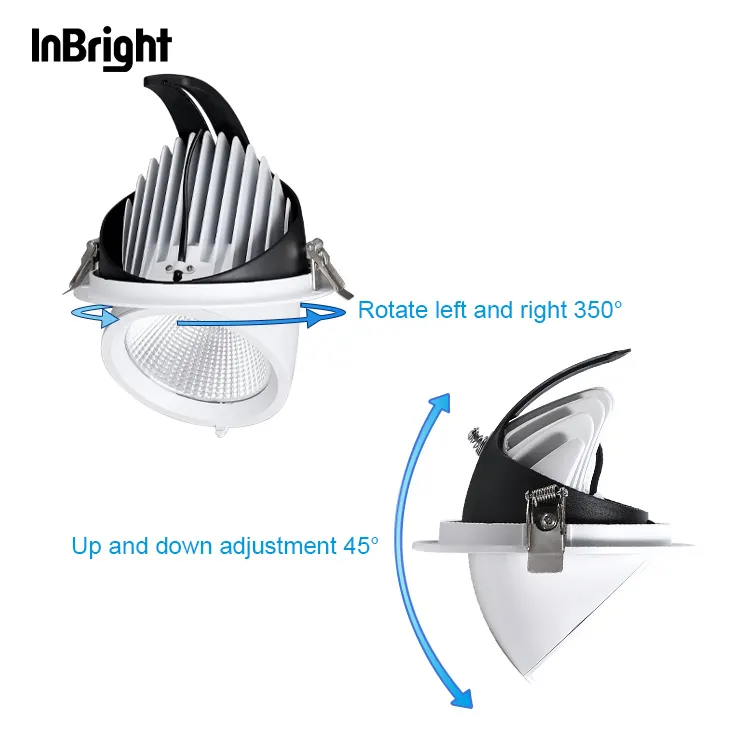 Adjustable Recessed Aluminum COB LED Downlight 10-50W