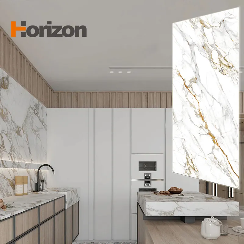 3D-Printed Marble-Look White Engineered Quartz Slab