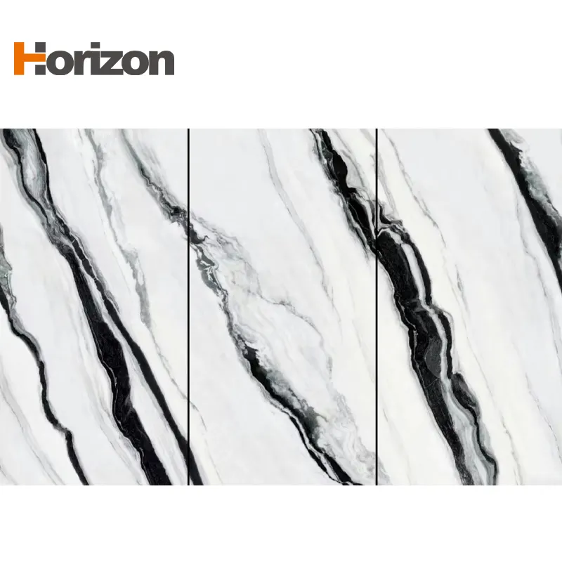 Marble-Look Black/White Sintered Stone Slab 1600x3200mm