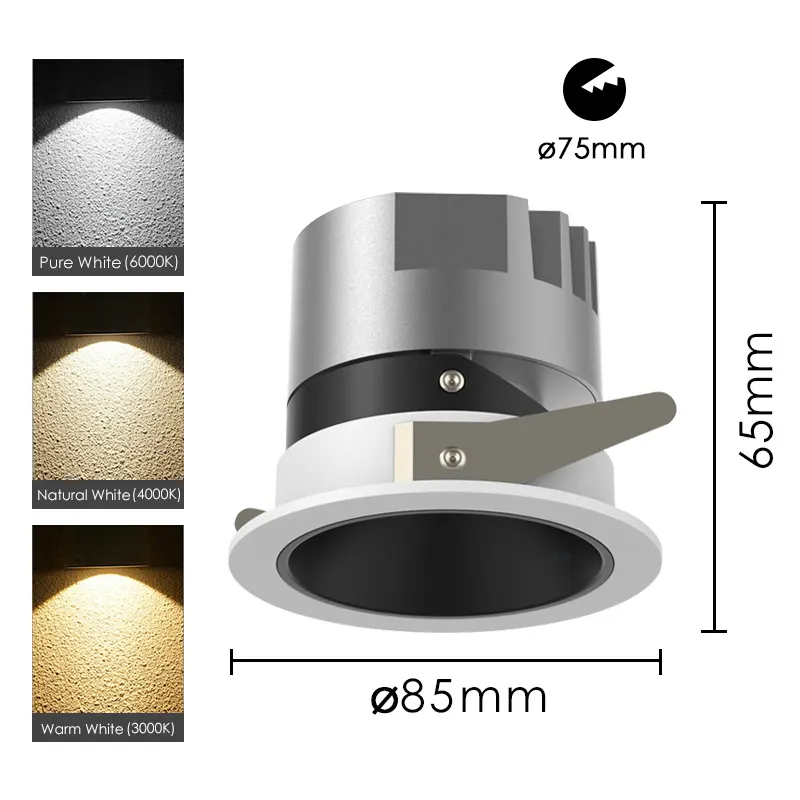 Recessed Aluminum COB LED Downlight Gray/White 5-20W