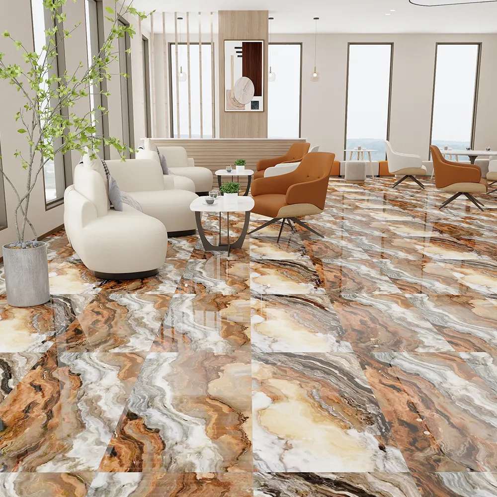 Non-Slip Stone-Look Porcelain Stair Tread Tile 600x1200mm