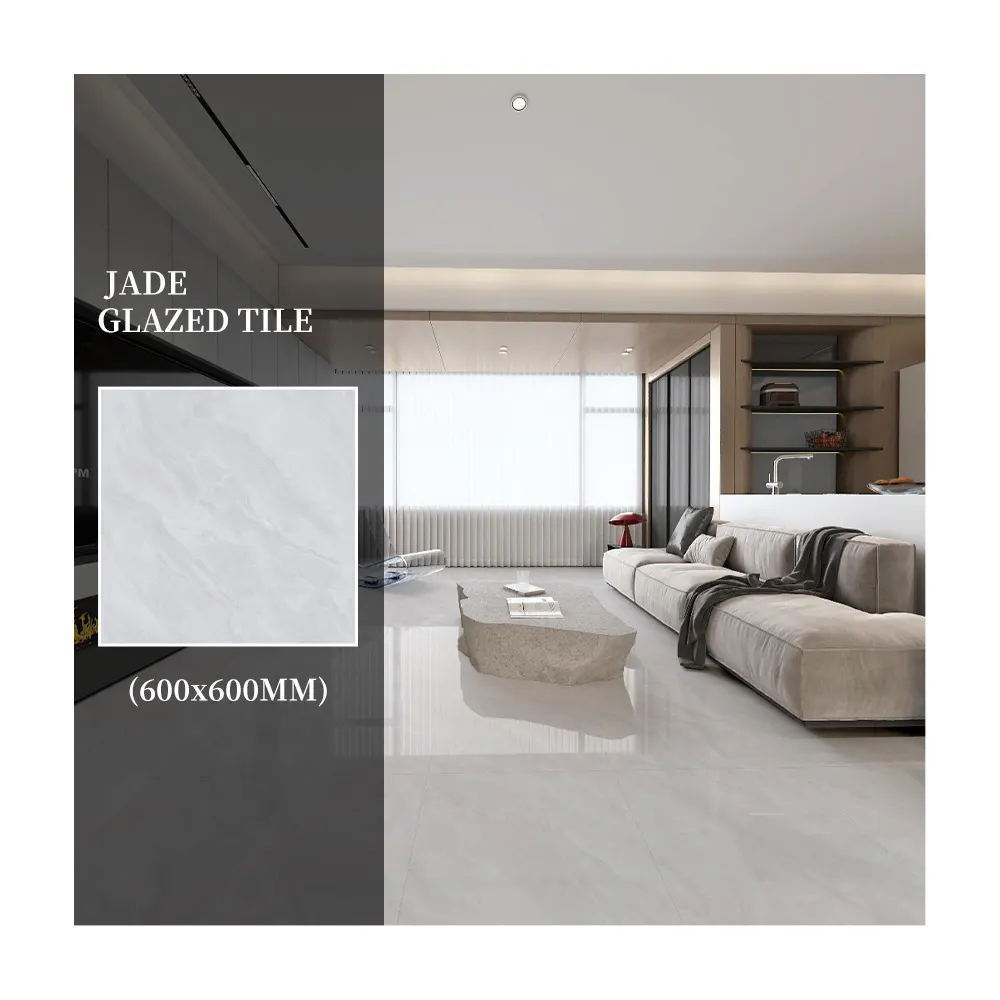 Marble-Look Glazed Porcelain Floor Tile 600x600mm