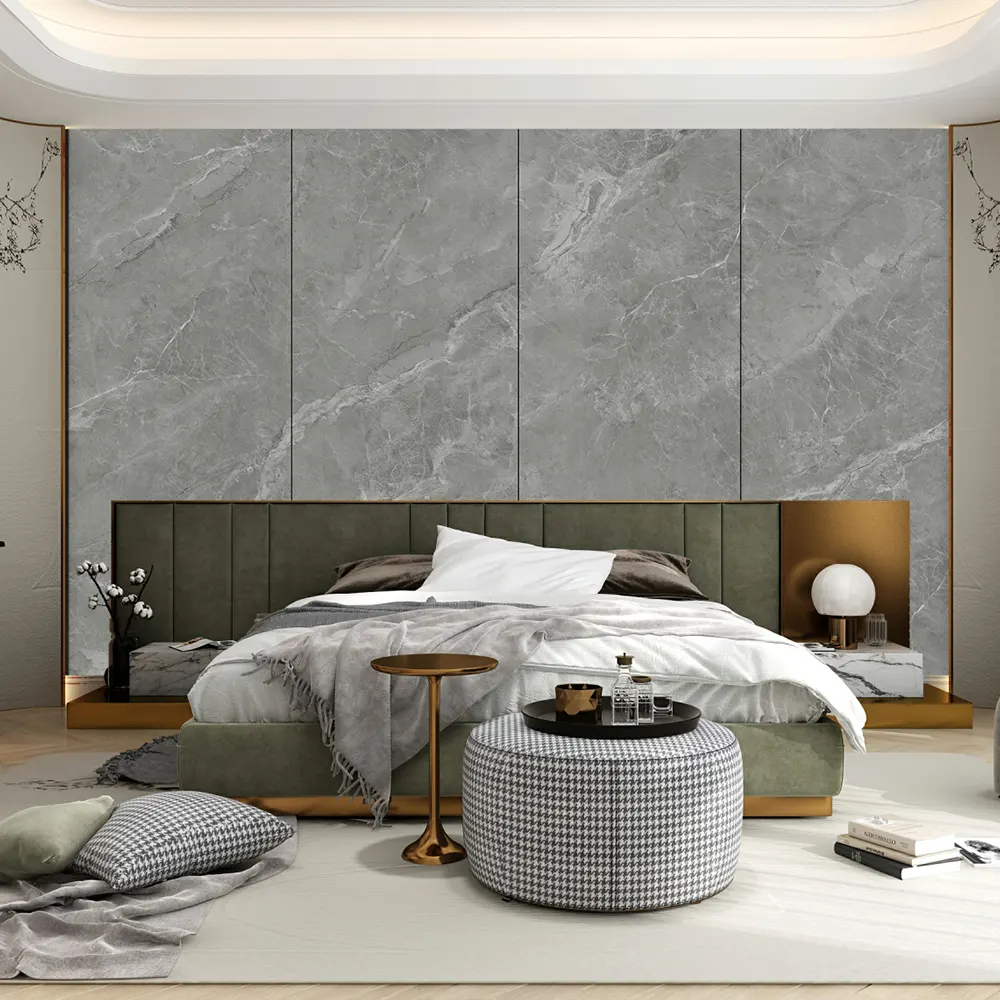 Marble-Look Gray Polished Sintered Stone Slab 800x2600mm