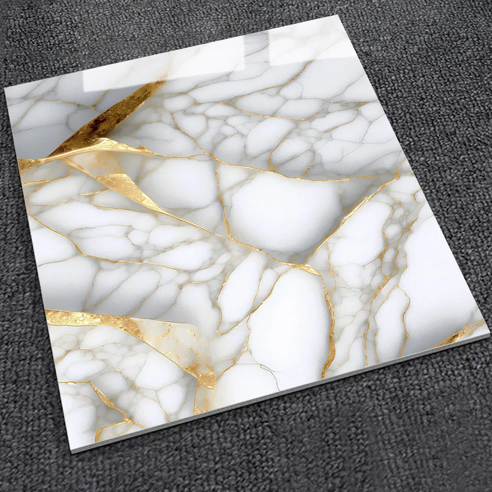 Marble-Look Gold Porcelain Floor Tile 600x600mm