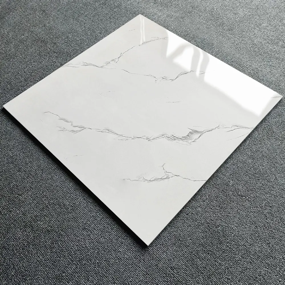 Carrara White Polished Porcelain Floor Tile 600x600mm product sample