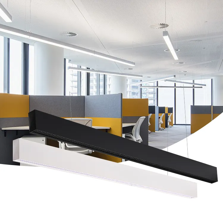 Dimmable Aluminum Linear LED Pendant Light 1200x38x80mm Black 40W product sample