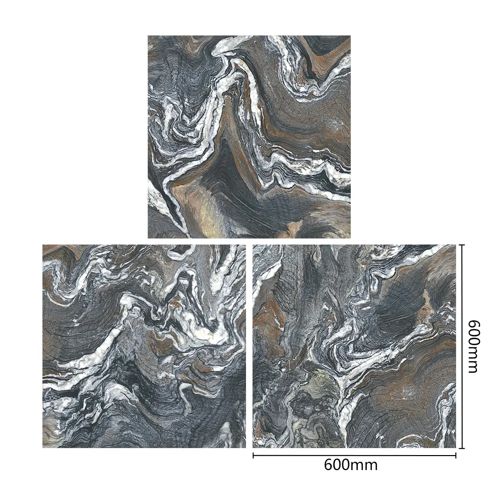 Marble-Look Polished Porcelain Floor Tile 600x600mm