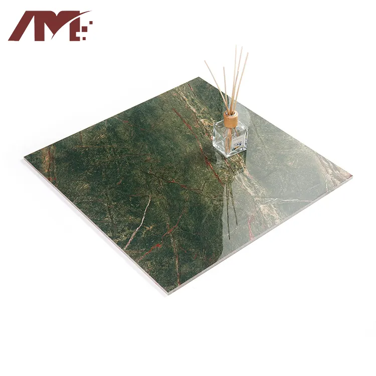 Marble-Look Green Polished Porcelain Floor Tile 600x600mm