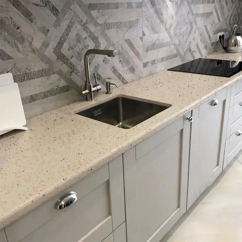 Marble-Look White Engineered Quartz Slab 3200x1600mm