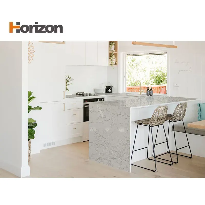 Carrara Gray Polished Engineered Quartz Slab 3200x1600mm