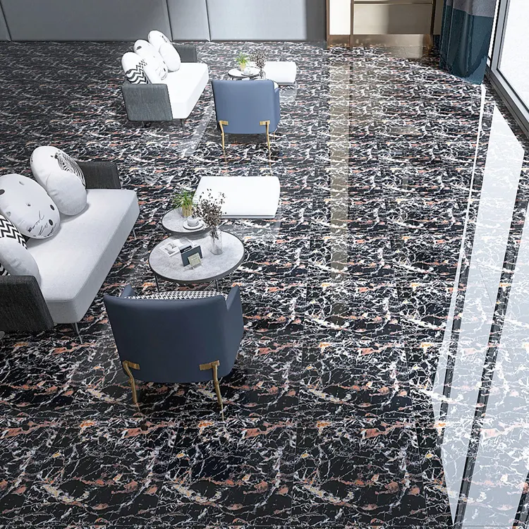 Marble-Look Glossy Porcelain Floor Tile 600x600mm