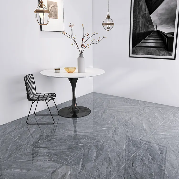 Non-Slip Stone-Look Glossy Porcelain Floor Tile 600x600mm