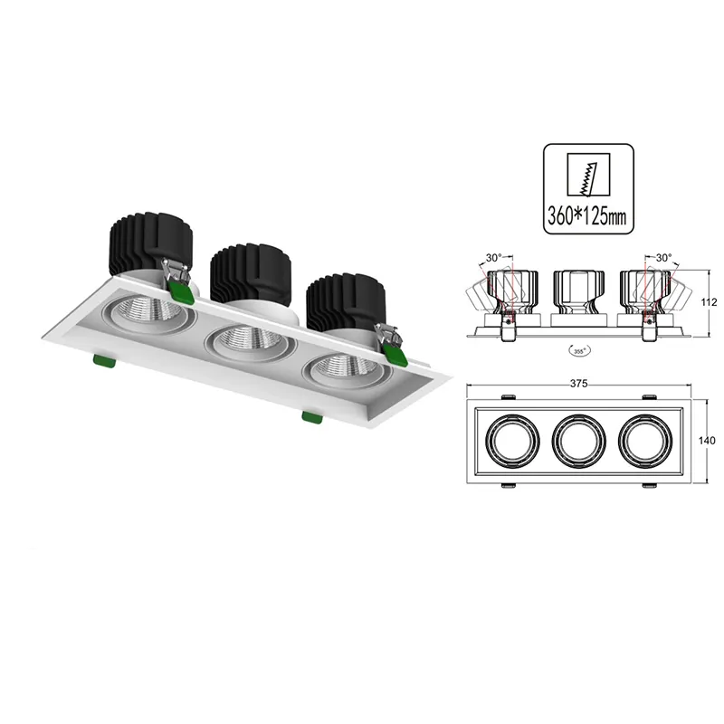 Recessed Aluminum LED Grille Spotlight 24-32W