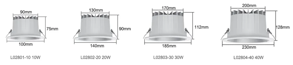 Smart Dimmable Recessed Round COB LED Downlight 10-40W IP65/IP44 4in