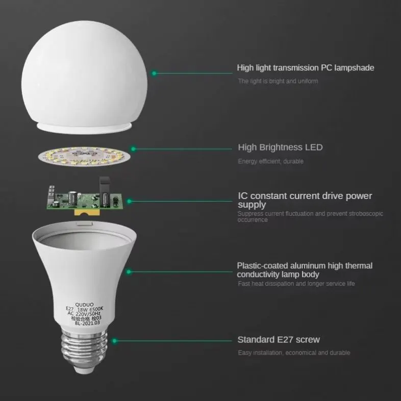 Aluminum LED Light Bulb 3W E27 Base
