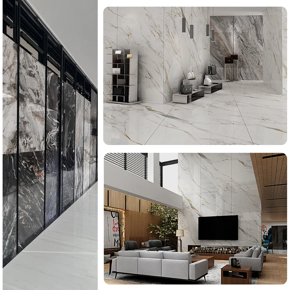 Marble-Look Glossy Sintered Stone Slab 1600x3200mm