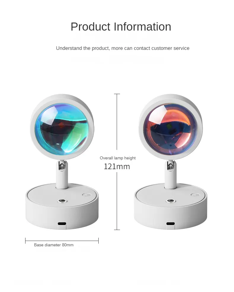 Rechargeable Aluminum LED Sunset Projection Lamp