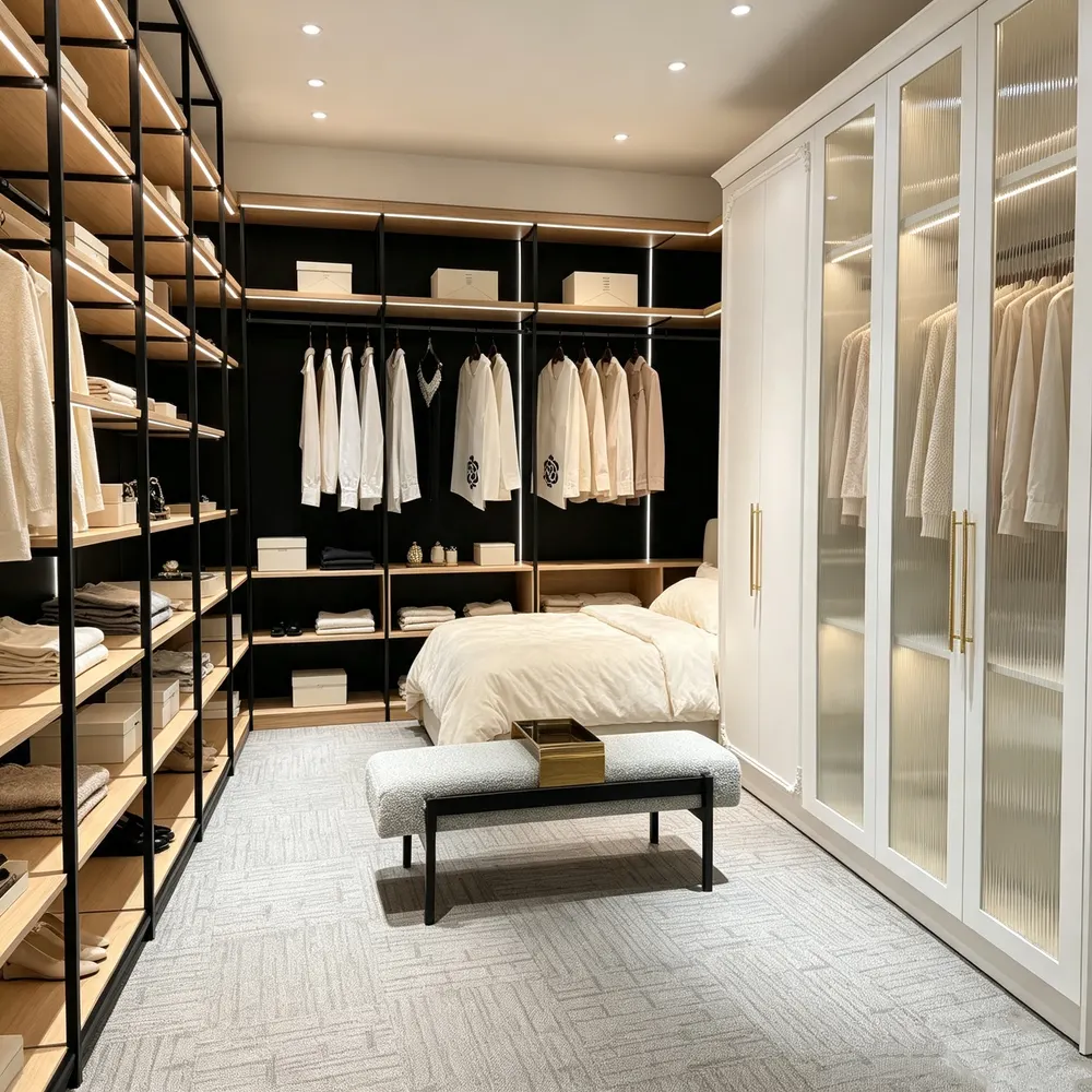 Modern Melamine Bedroom Wardrobe For Clothing Storage