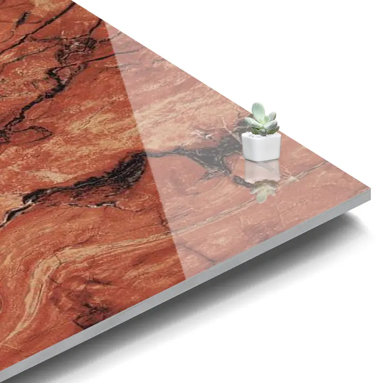 Marble-Look Beige Polished Porcelain Floor Tile 600x600mm