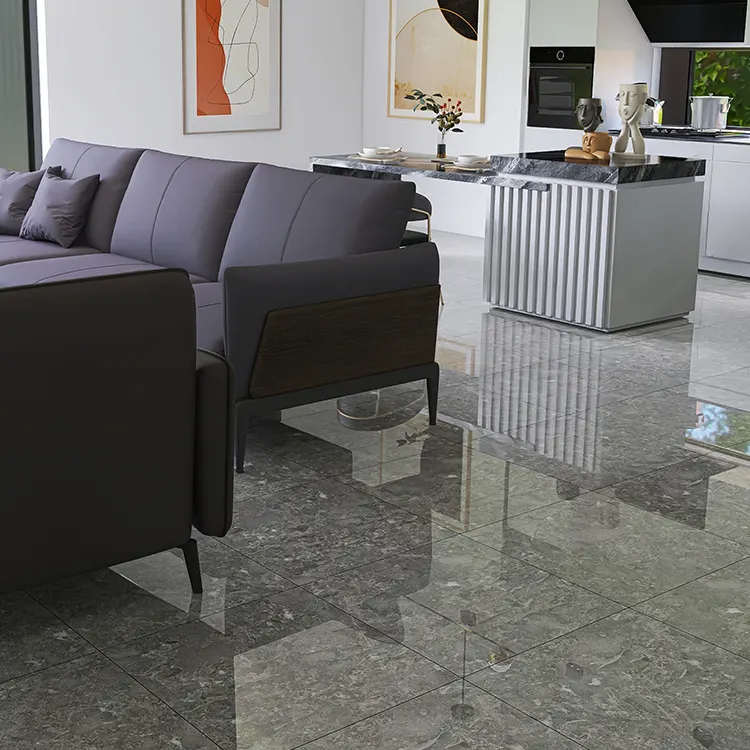 Marble-Look Polished Porcelain Floor Tile 600x600mm