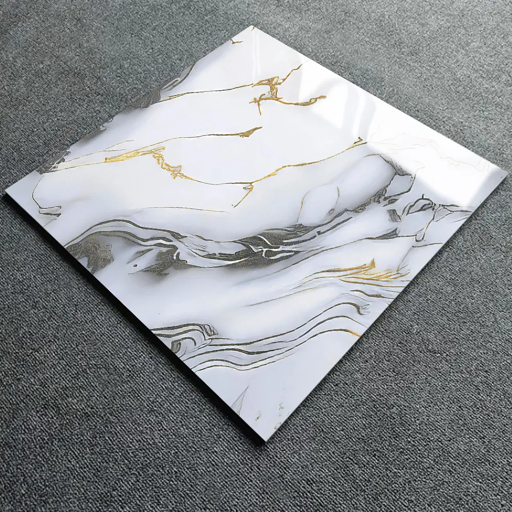 Stone-Look Gold Polished Porcelain Wall And Floor Tile 600x600mm