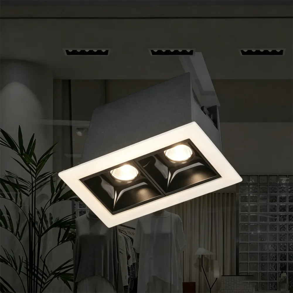 Recessed Square Aluminum LED Grille Spotlight White/Black
