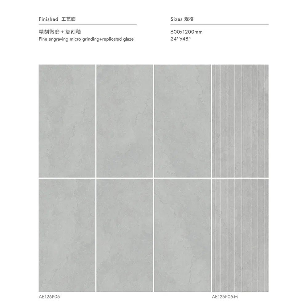 Non-Slip Stone-Look Porcelain Outdoor Tile 600x600/600x1200/750x1500mm