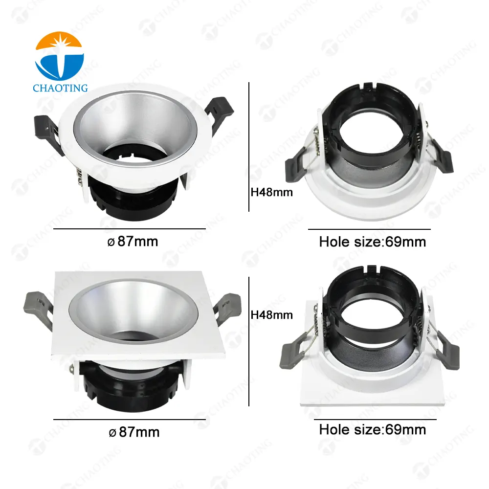 Aluminum Downlight Housing Black/White/Gold MR16/GU10