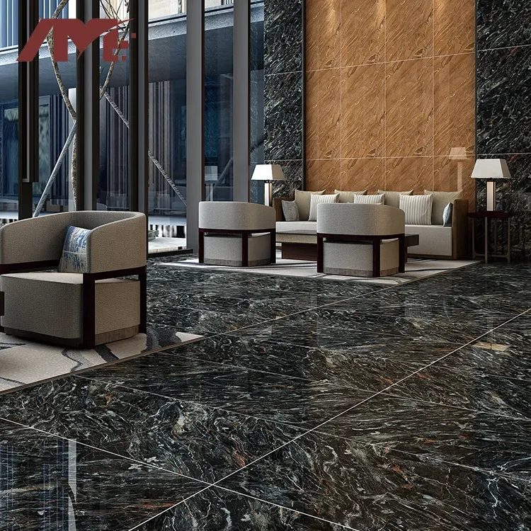 Marble-Look Brown Glazed Porcelain Floor Tile 800x1600mm