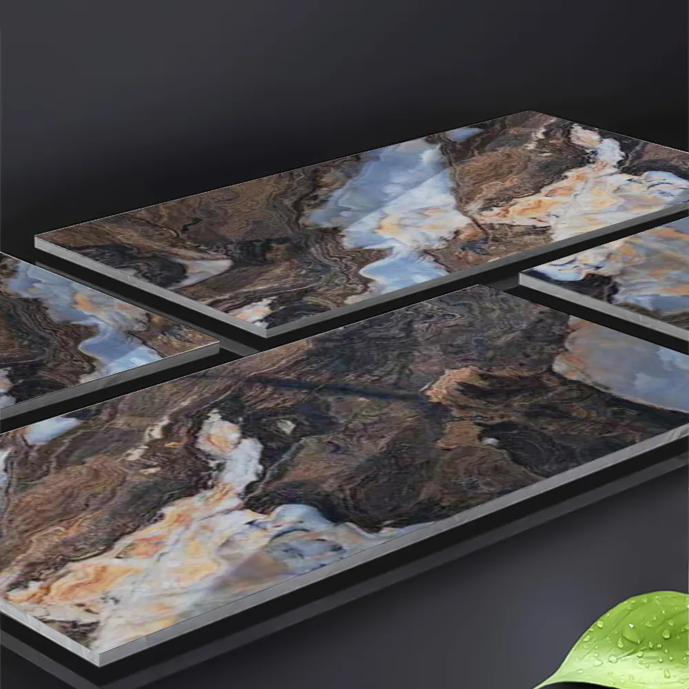 Stone-Look Gray Polished Porcelain Floor Tile 600x1200mm