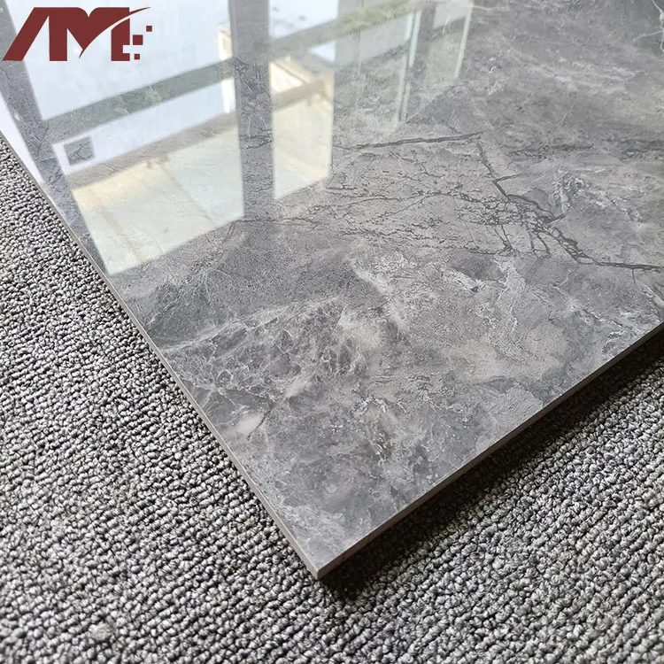 Marble-Look Gray Polished Porcelain Floor Tile 600x600mm