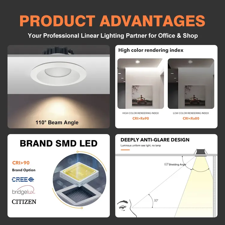 Slim Recessed Aluminum LED Panel Light 12-45W