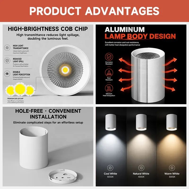 Surface-Mounted Aluminum LED Downlight 12-40W
