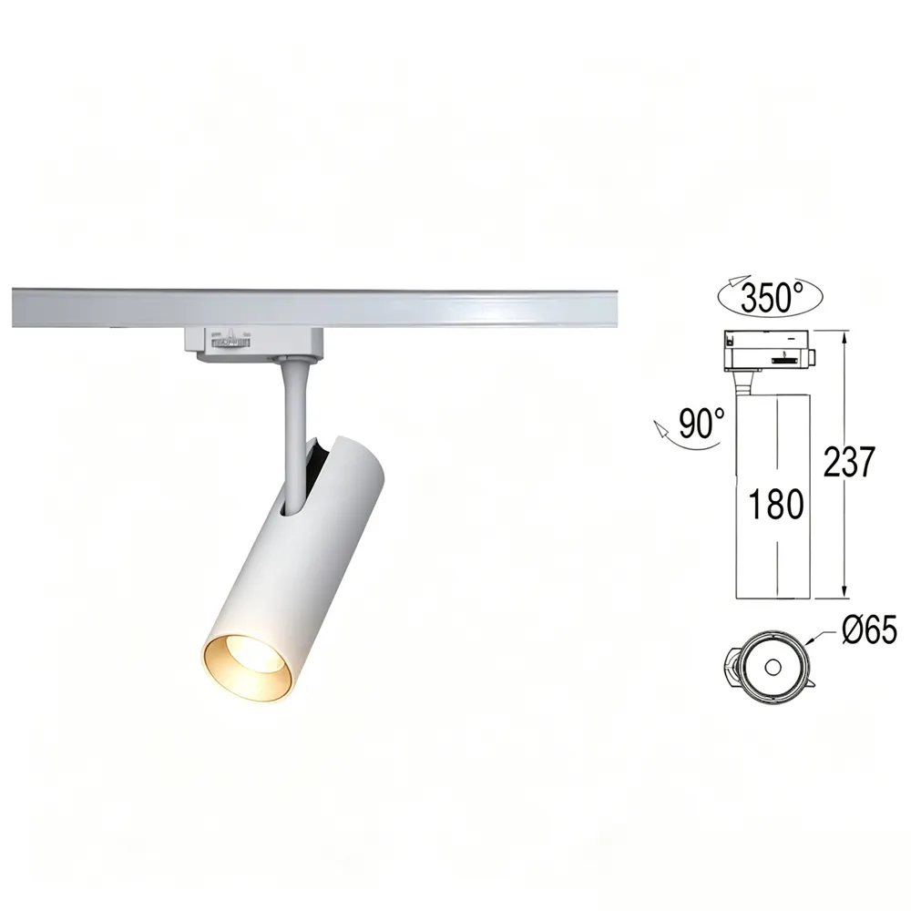 Rotatable Aluminum LED Track Spotlight 1-30W