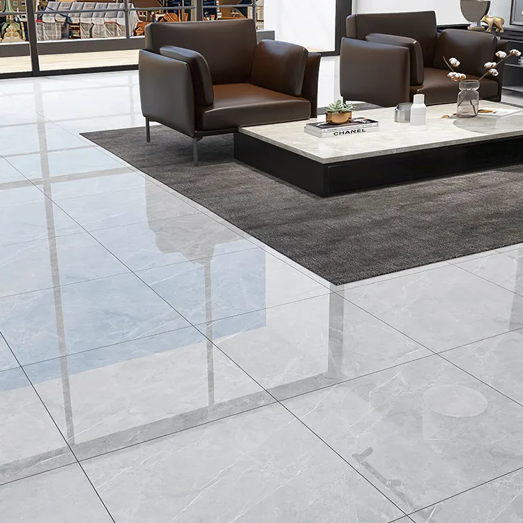 Stone-Look Gray Polished Porcelain Floor Tile 600x600mm