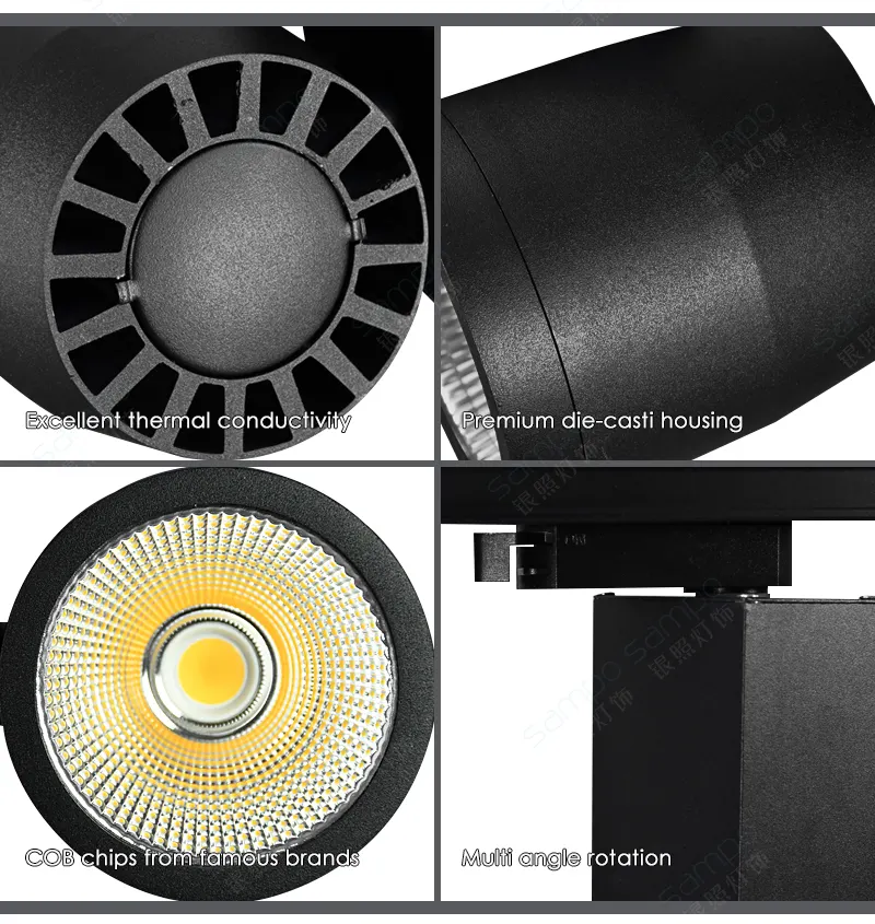 Recessed Aluminum COB LED Track Spotlight 7-40W