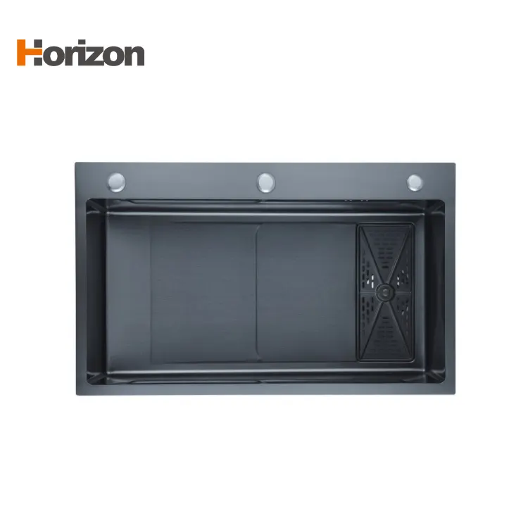 Waterfall Black 304 Single-Bowl Stainless Steel Kitchen Sink