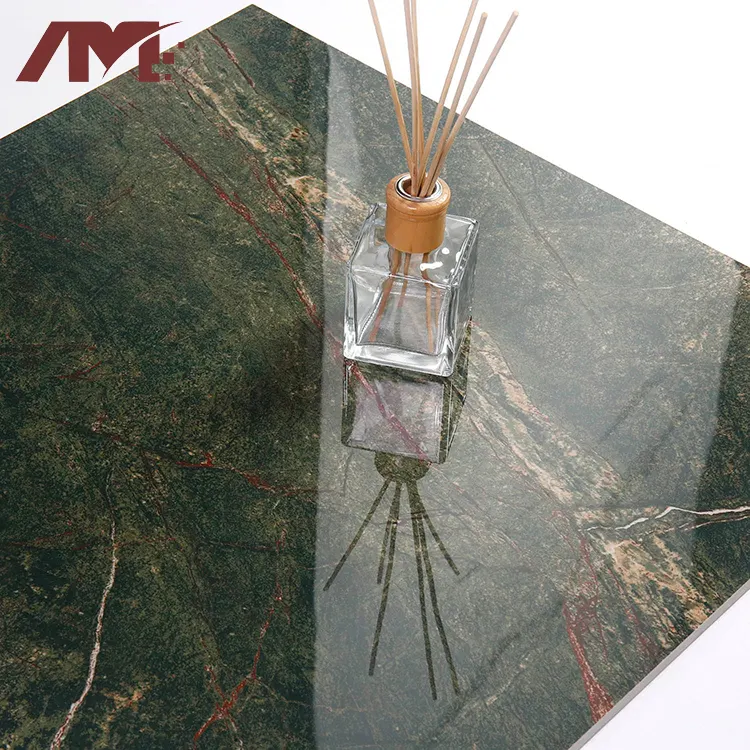 Marble-Look Green Polished Porcelain Floor Tile 600x600mm