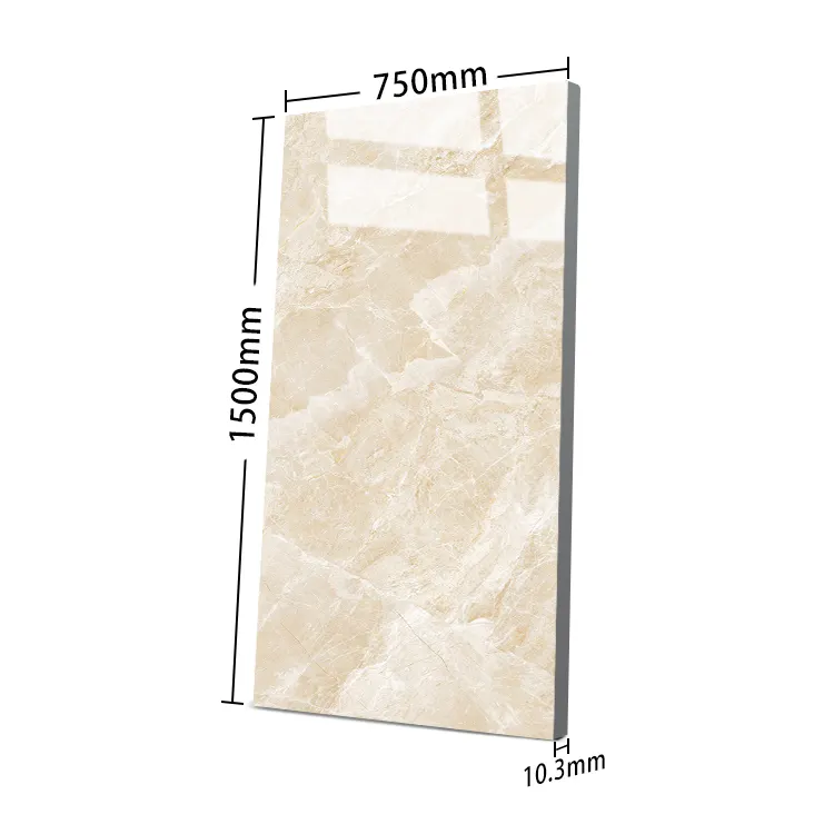 Stone-Look Beige Polished Porcelain Wall And Floor Tile 750x1500mm
