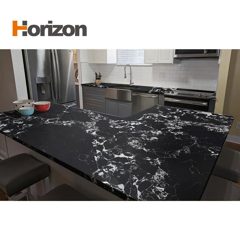 Black Engineered Quartz Slab 3200x1600mm