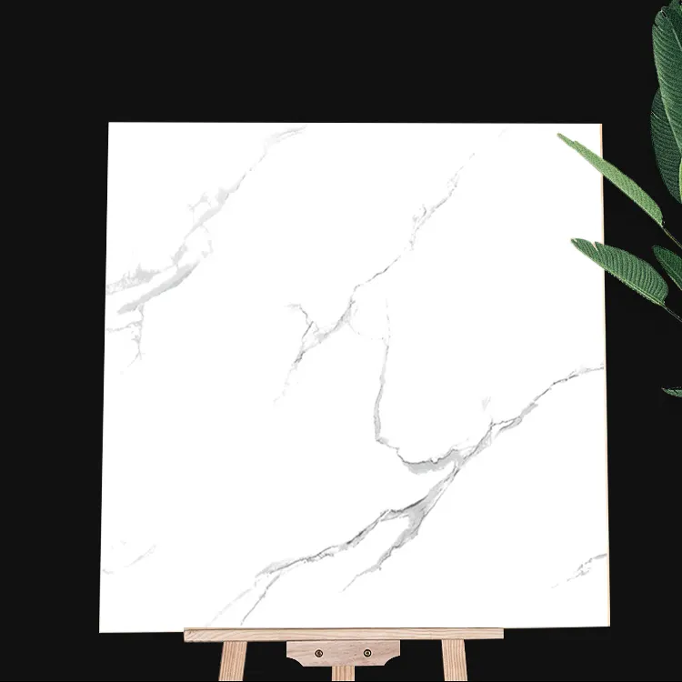 Stone-Look Gray/White Glossy Porcelain Floor Tile 600x600mm