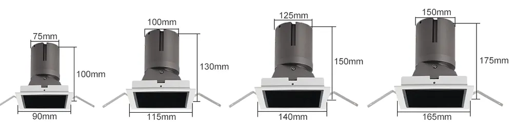 Adjustable Recessed Square COB LED Downlight 9-40W IP44
