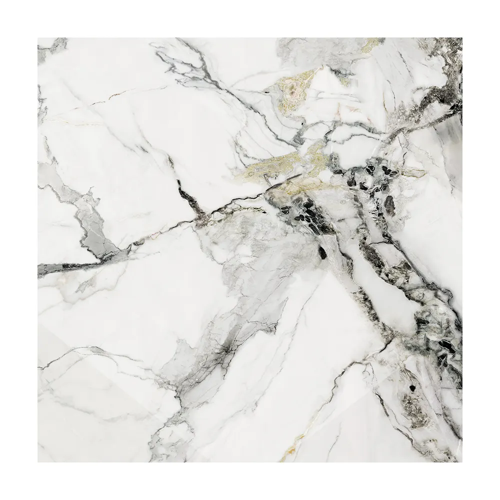Carrara White Polished Porcelain Floor Tile 60x60cm
