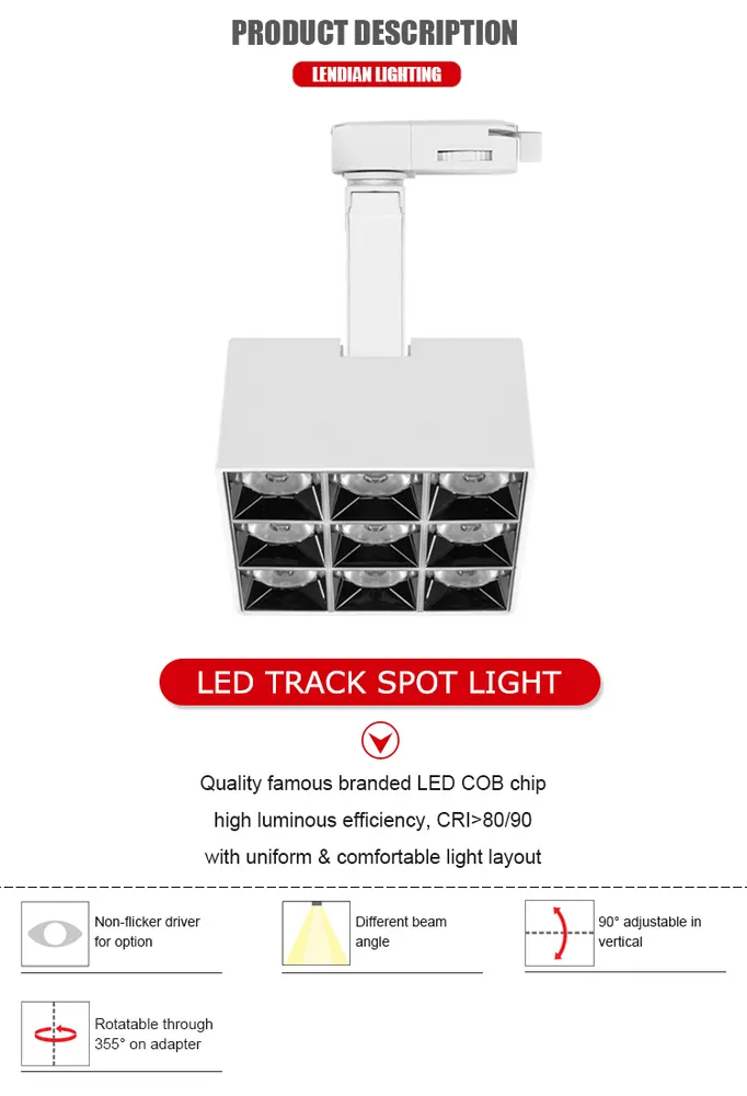 Adjustable Aluminum COB LED Track Spotlight 30W 07A