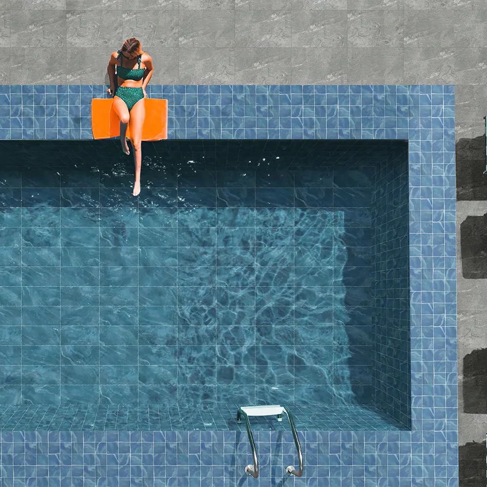 Non-Slip Stone-Look Matte Porcelain Swimming Pool Tile 300x600mm