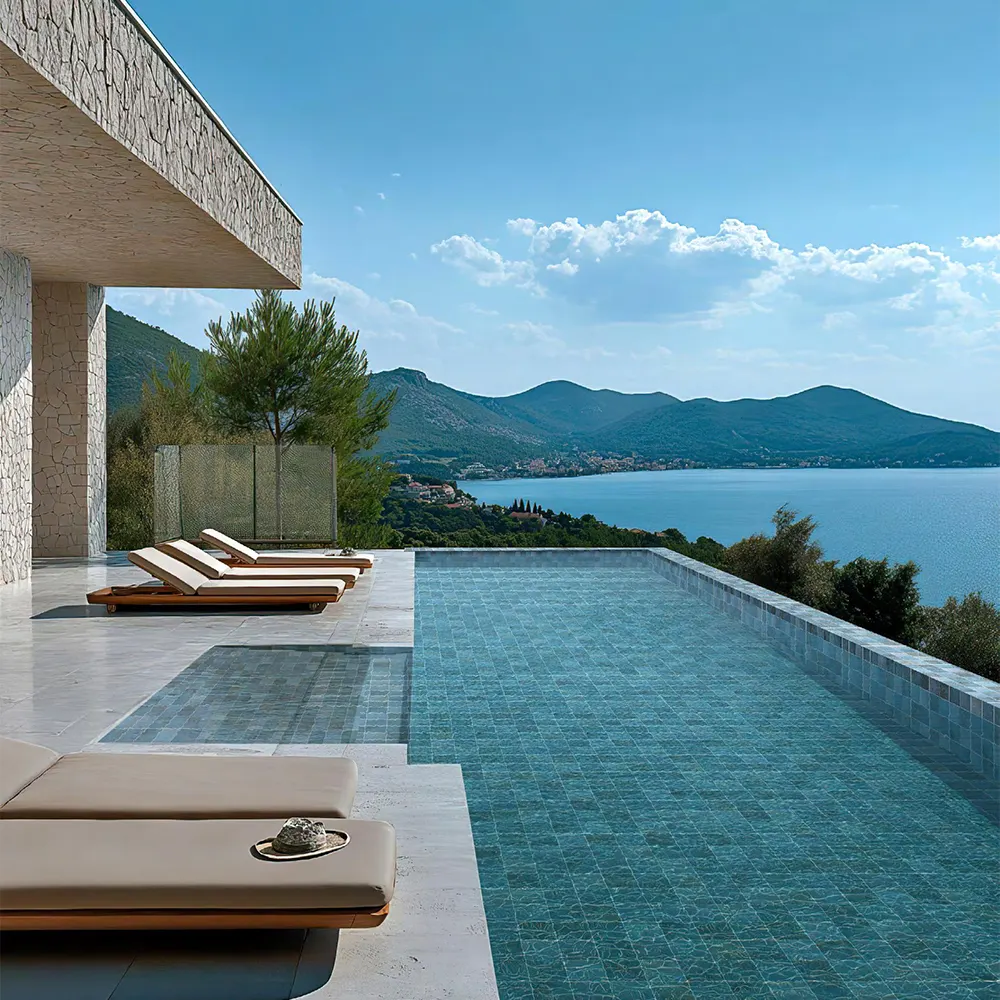 Non-Slip Stone-Look Matte Porcelain Swimming Pool Tile 300x600mm