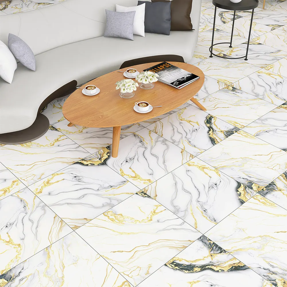 Non-Slip Stone-Look Polished Porcelain Floor Tile 600x600mm