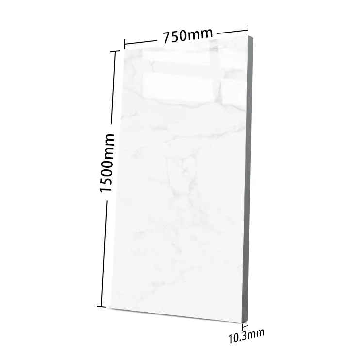 Non-Slip Stone-Look White Polished Porcelain Floor Tile 750x1500mm